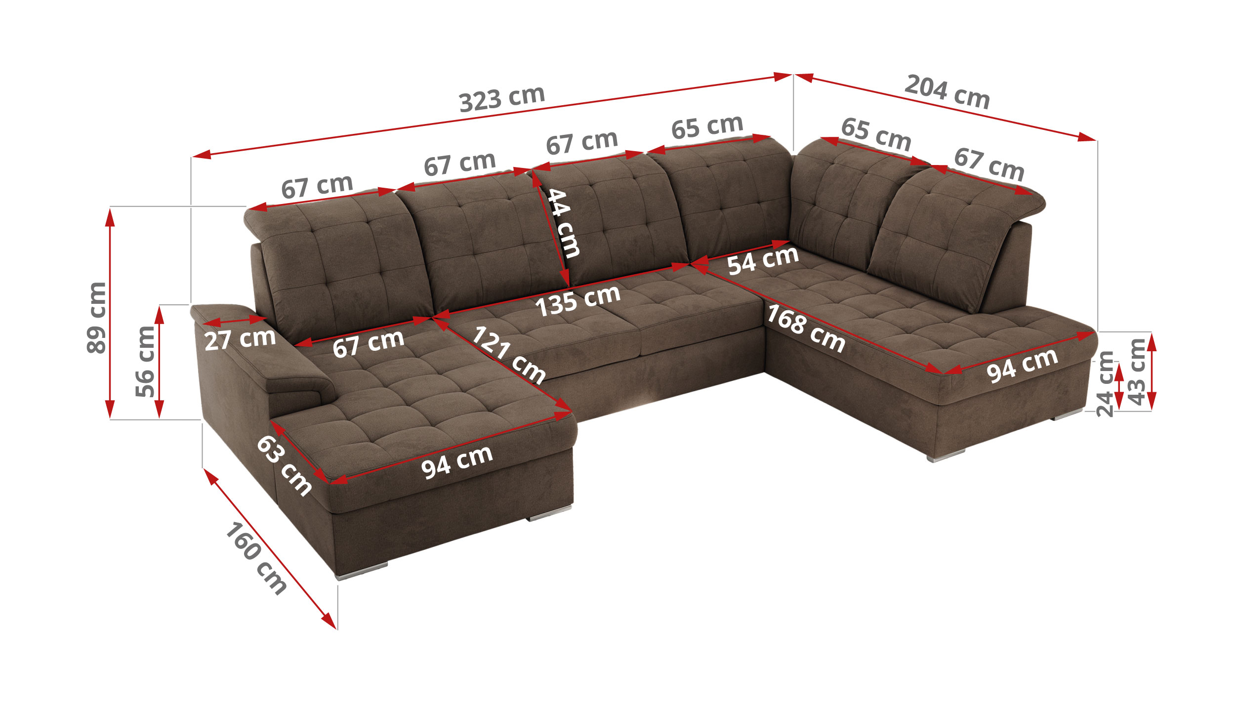 Narożnik MADRITO U - Monolith 15 - brązowy - OUTLETU - 42_1